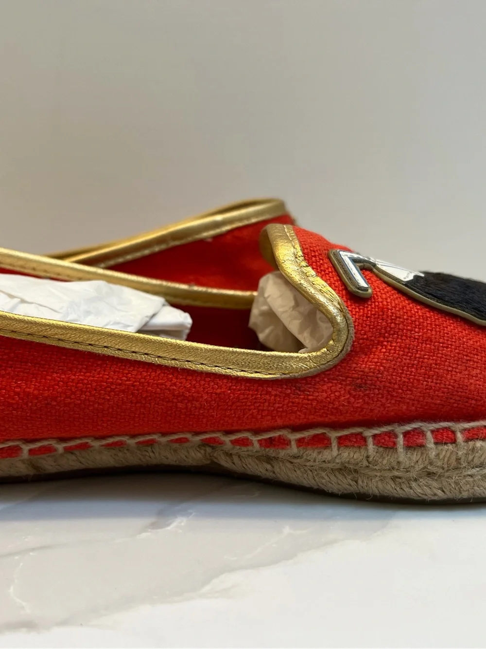 Tory Burch Coco Applique Espadrille Calf Hair Flats 8.5 EUC - Picture 5 of 9